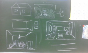 Для первого класса. Тема - Дом снаружи и внутри. Объясняю, как нарисовать комнату или помещение в перспективе.